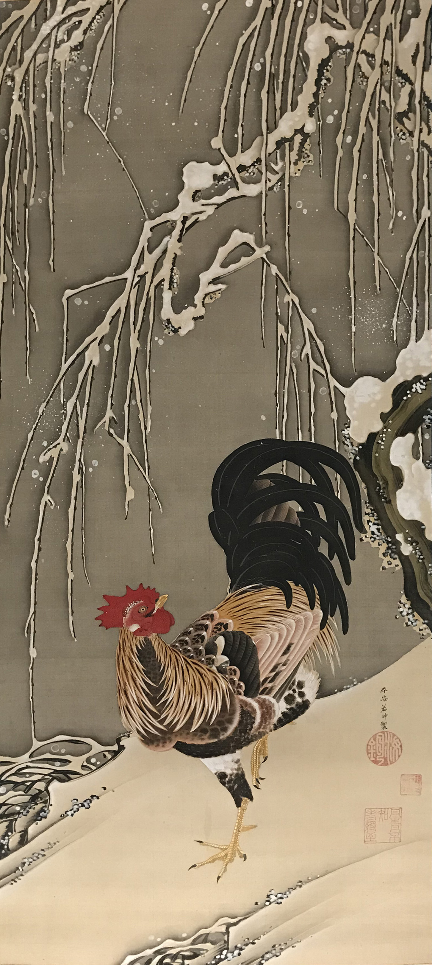 伊藤若冲《雪柳雄鶏図》新展示のお知らせ | 小樽芸術村