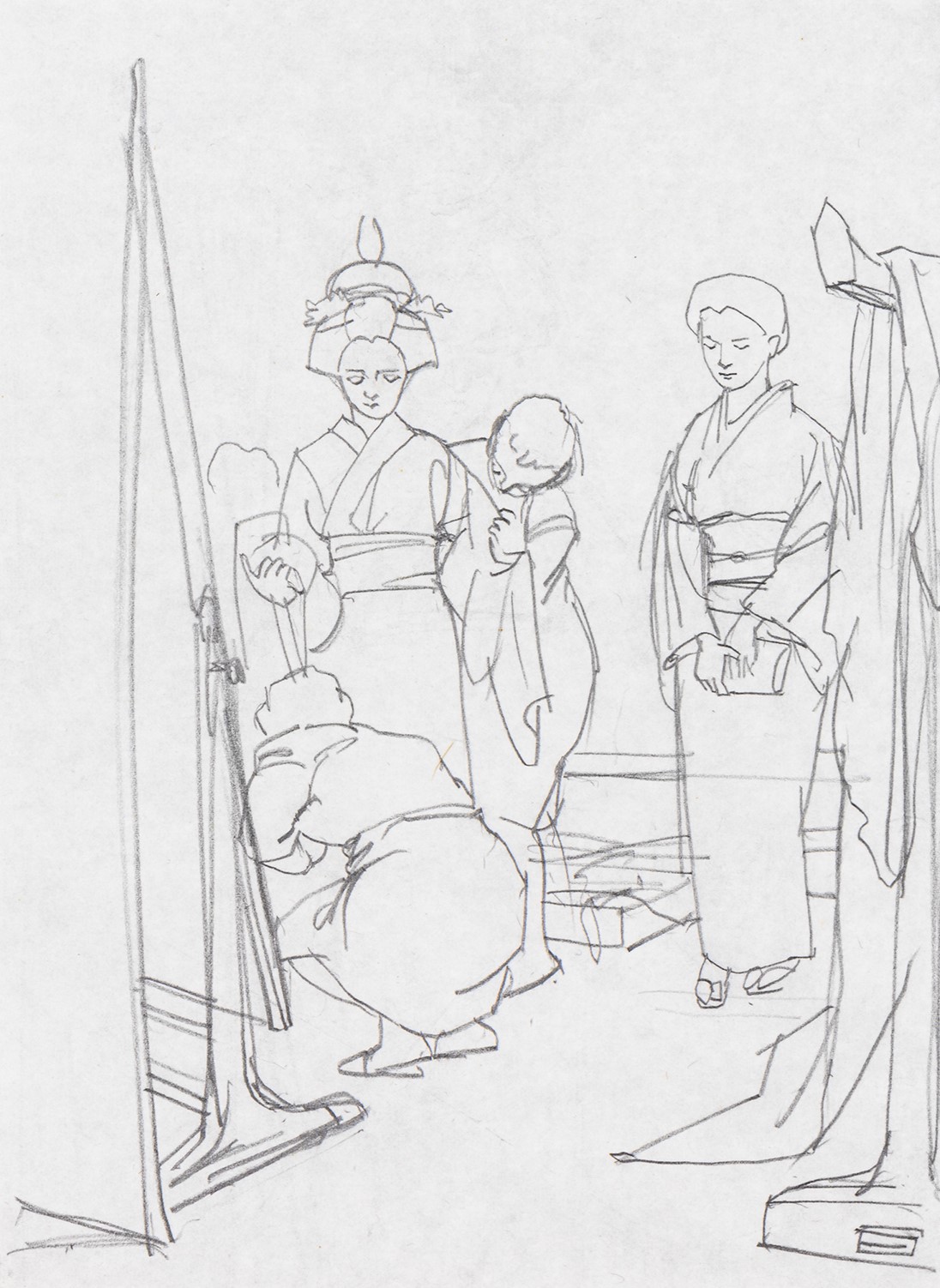 今週の1点】小磯良平《『晩秋』（丹羽文雄・著）挿絵の下絵》 | 小樽芸術村