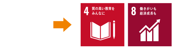 4.質の高い教育をみんなに。8.働きがいも経済成長も。